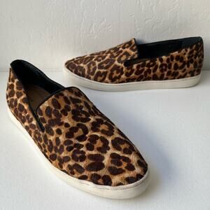 Birdies The Swift Sneaker in Leopard Slip-On Calf Hair Animal Print Size 9.5